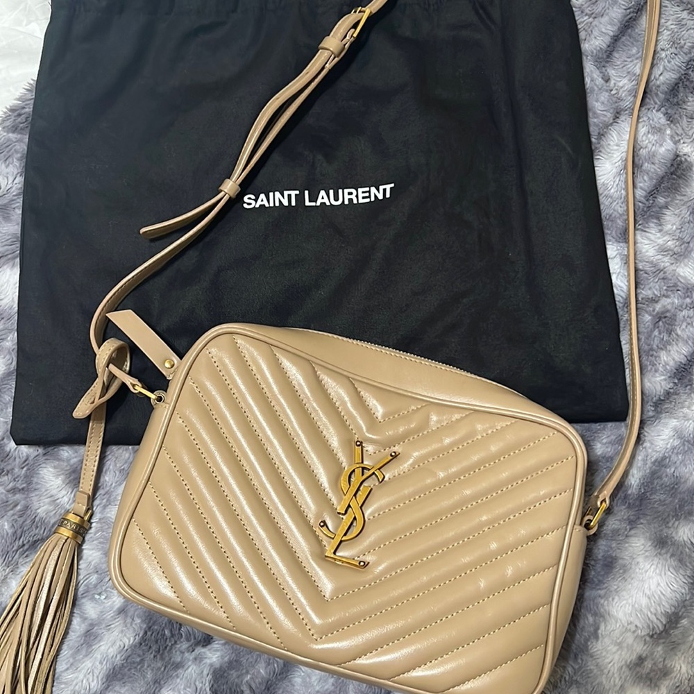 Authentic YSL Lou Matelasse Camera Bag (Tan)